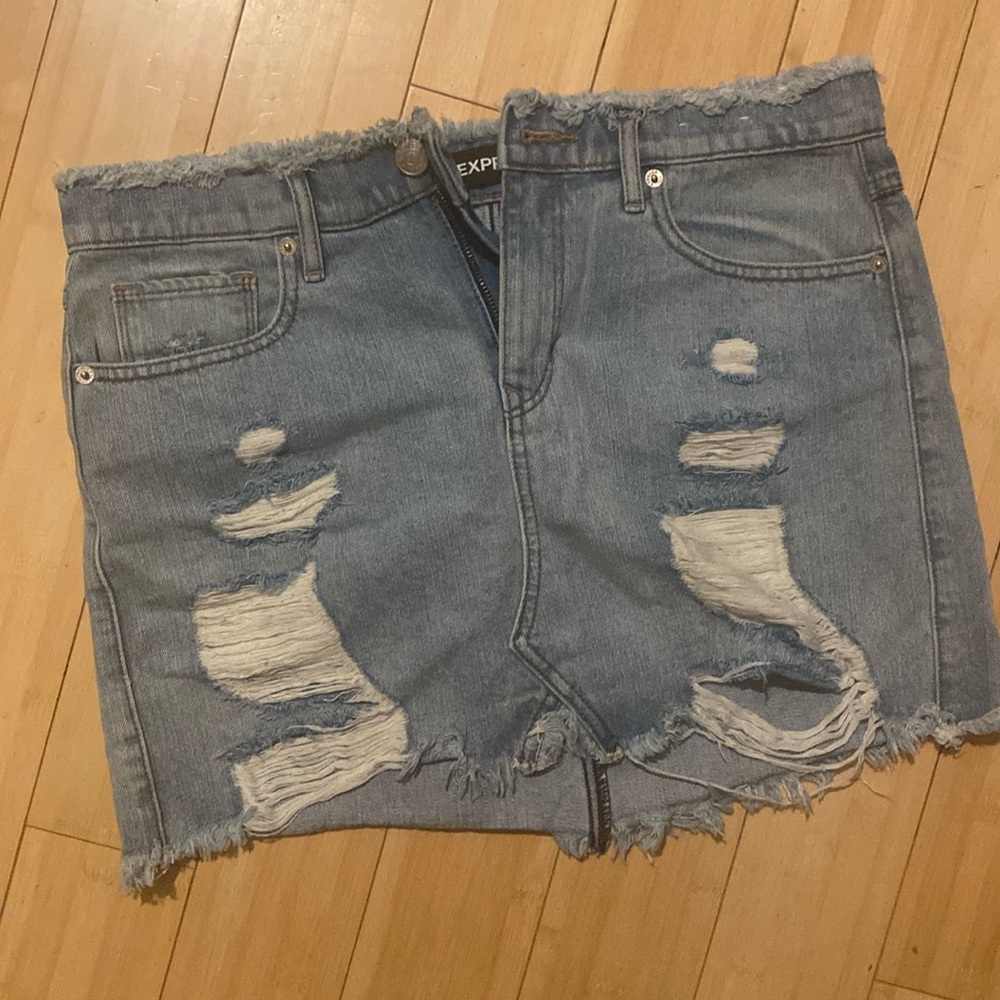 Express Denim distressed skirt